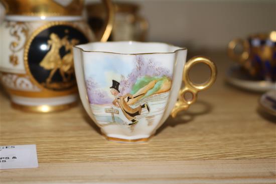 A group of 19th and early 20th century cabinet coffee cups and saucers and a Meissen cup and saucer c.1770
